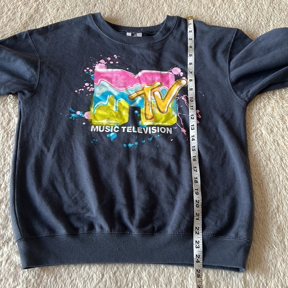 MTV logo blue gray pullover size small (3-5) - Picture 12 of 16